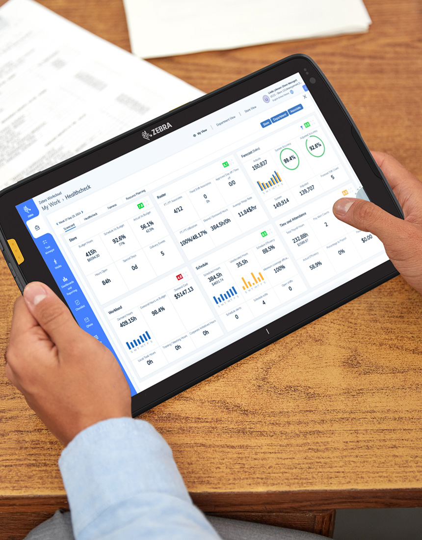 A person using a tablet.